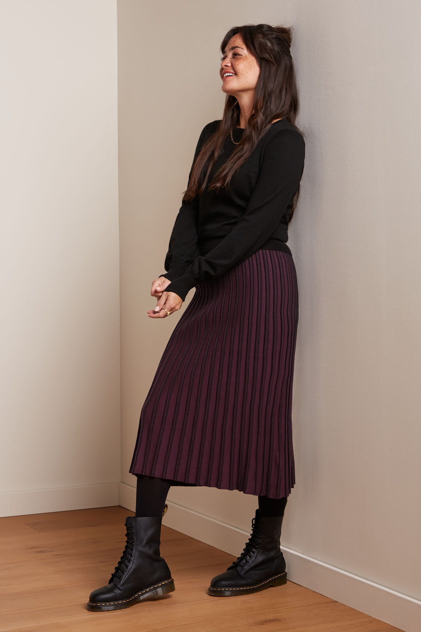 Bell Sleeve Knit Top - Black