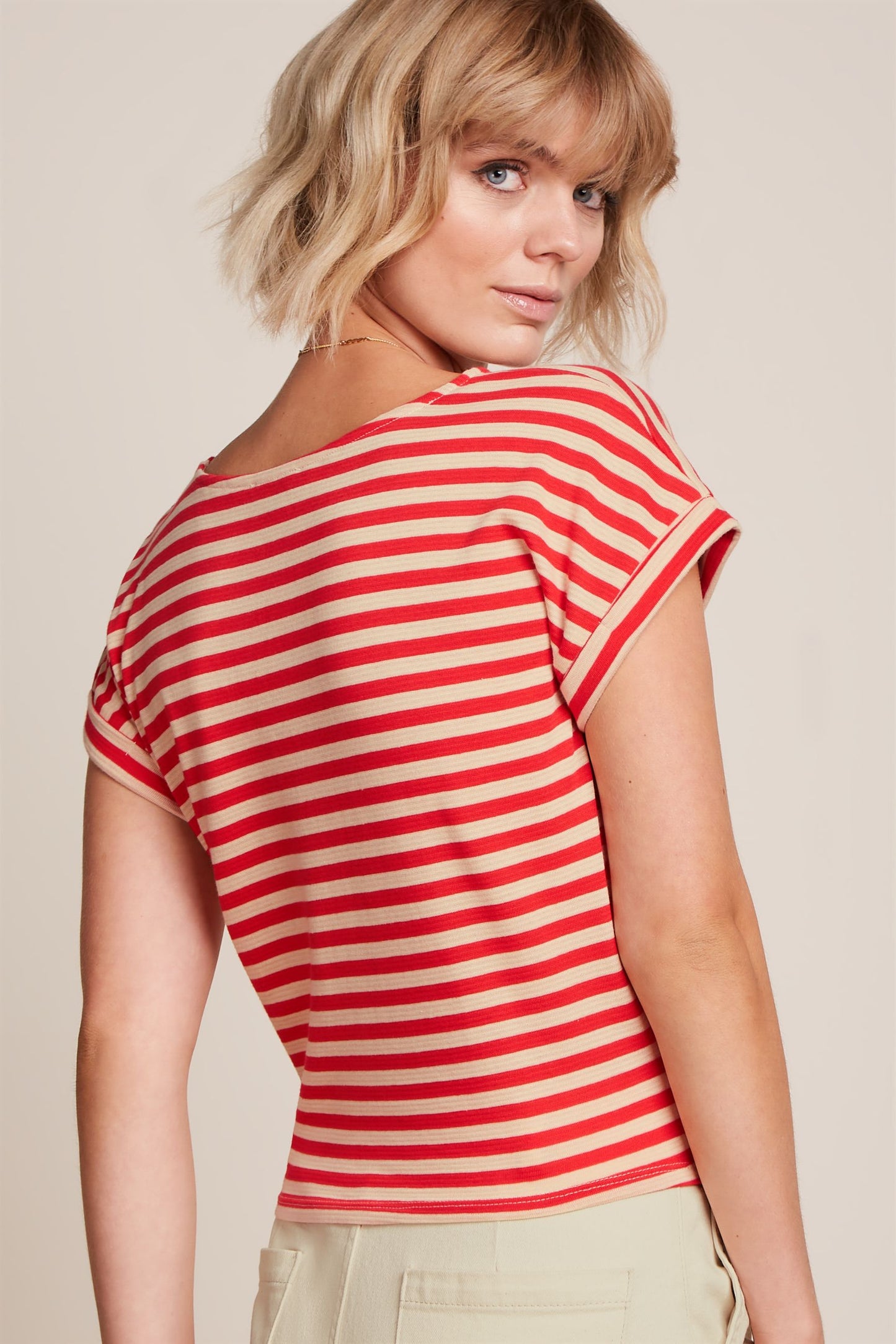 Aria Knot Top - Chopito Stripe Fire Red