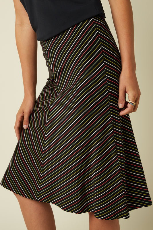 Juno Panel Skirt Menchini Stripe - Black
