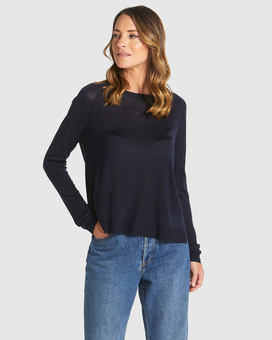Reminiscent Knit Top - Navy