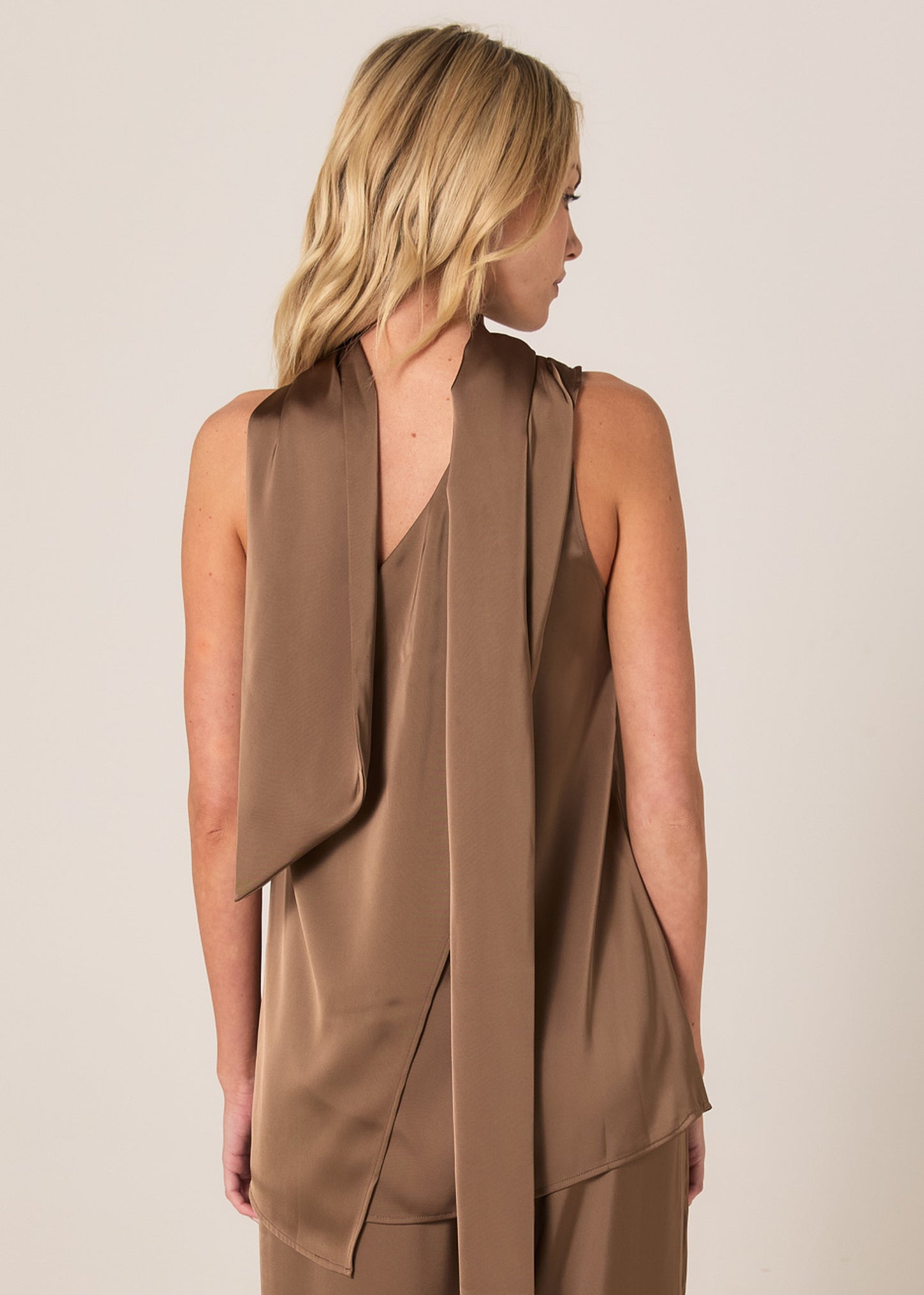 Dahlia Satin One Shoulder Top - Bronze