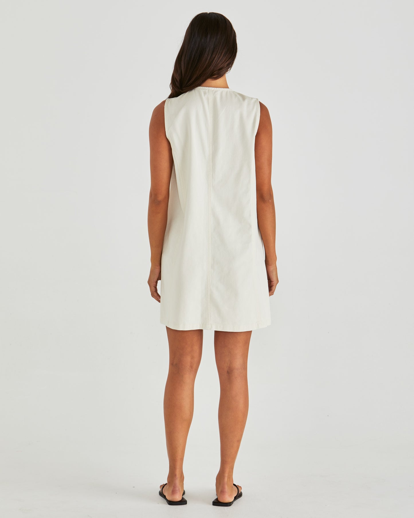 Sabine Denim Vest Dress - Parchment Wash Cream