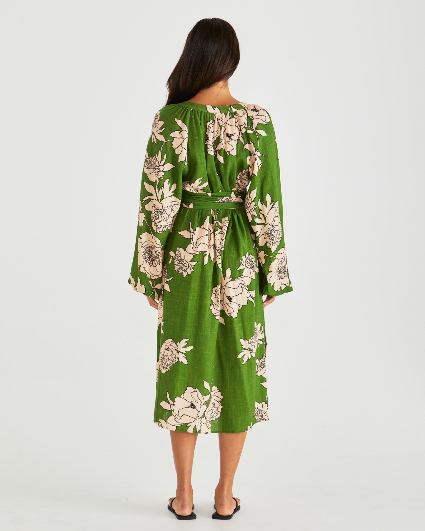 Antonie Obi Belt Dress - Moonflower Green