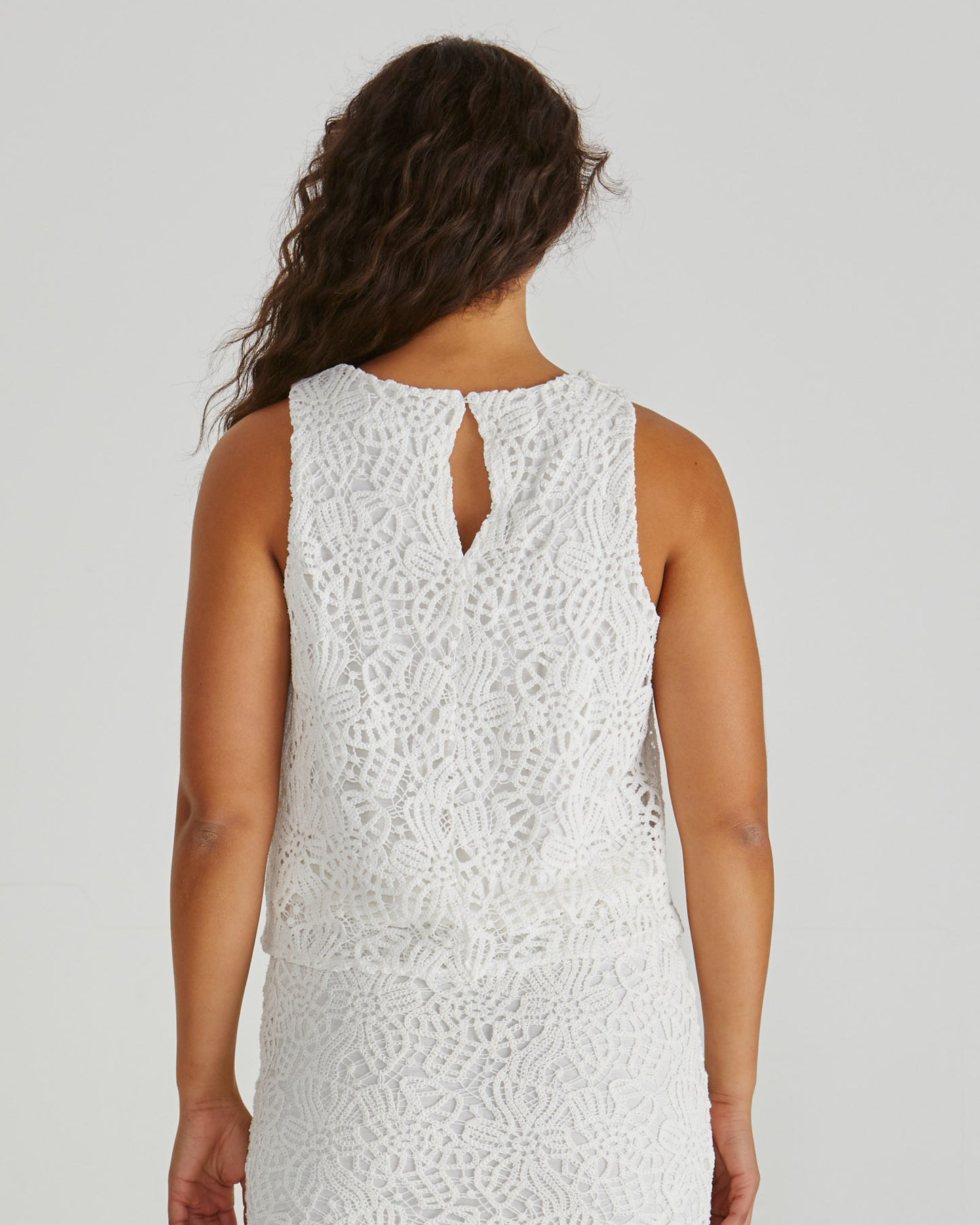 Kai Crochet Lace Tank - White