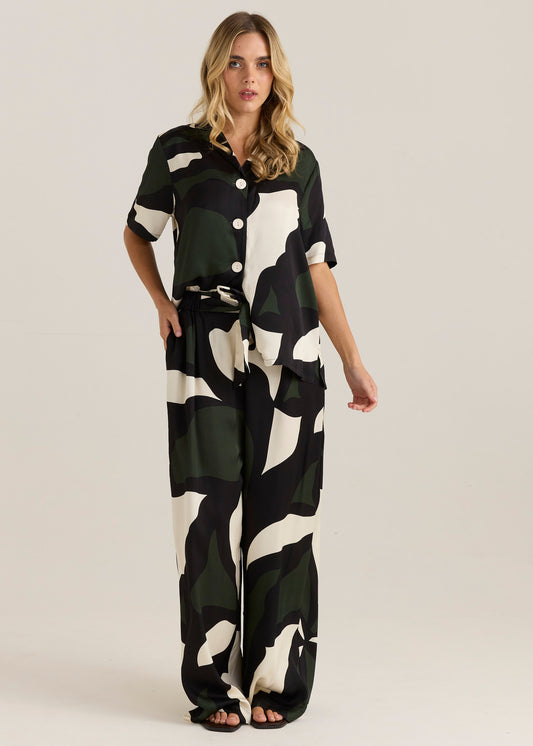 Tarni Satin Pants - Iris Abstract