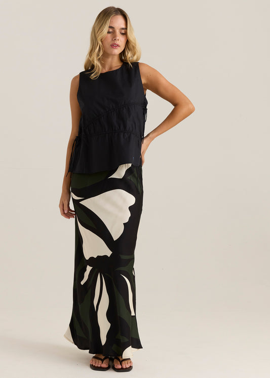 Tarni Satin Slip Skirt - Iris Abstract
