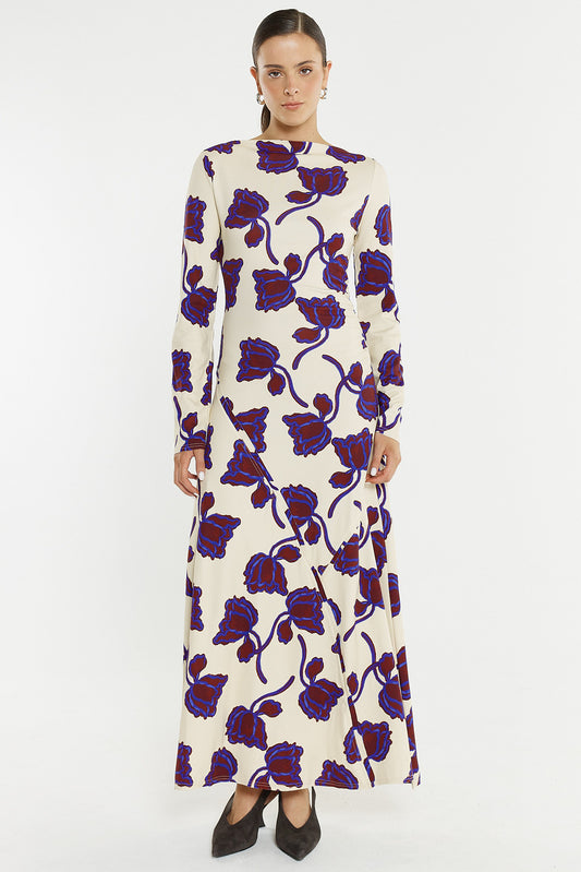 Jade Seamed Jersey Dress - Winter Poppy