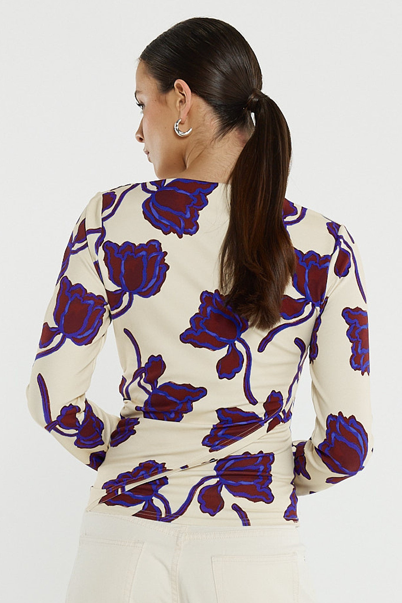 Jade Seamed Jersey Top - Winter Poppy