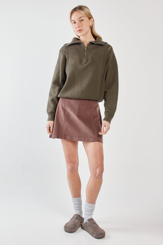 Parco Cord Mini Skirt - Mushroom