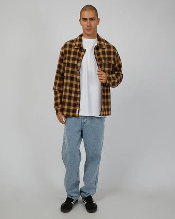 Henry Check Shacket - Brown