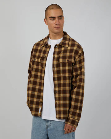 Henry Check Shacket - Brown