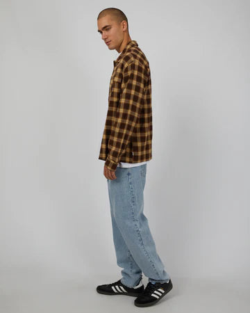 Henry Check Shacket - Brown