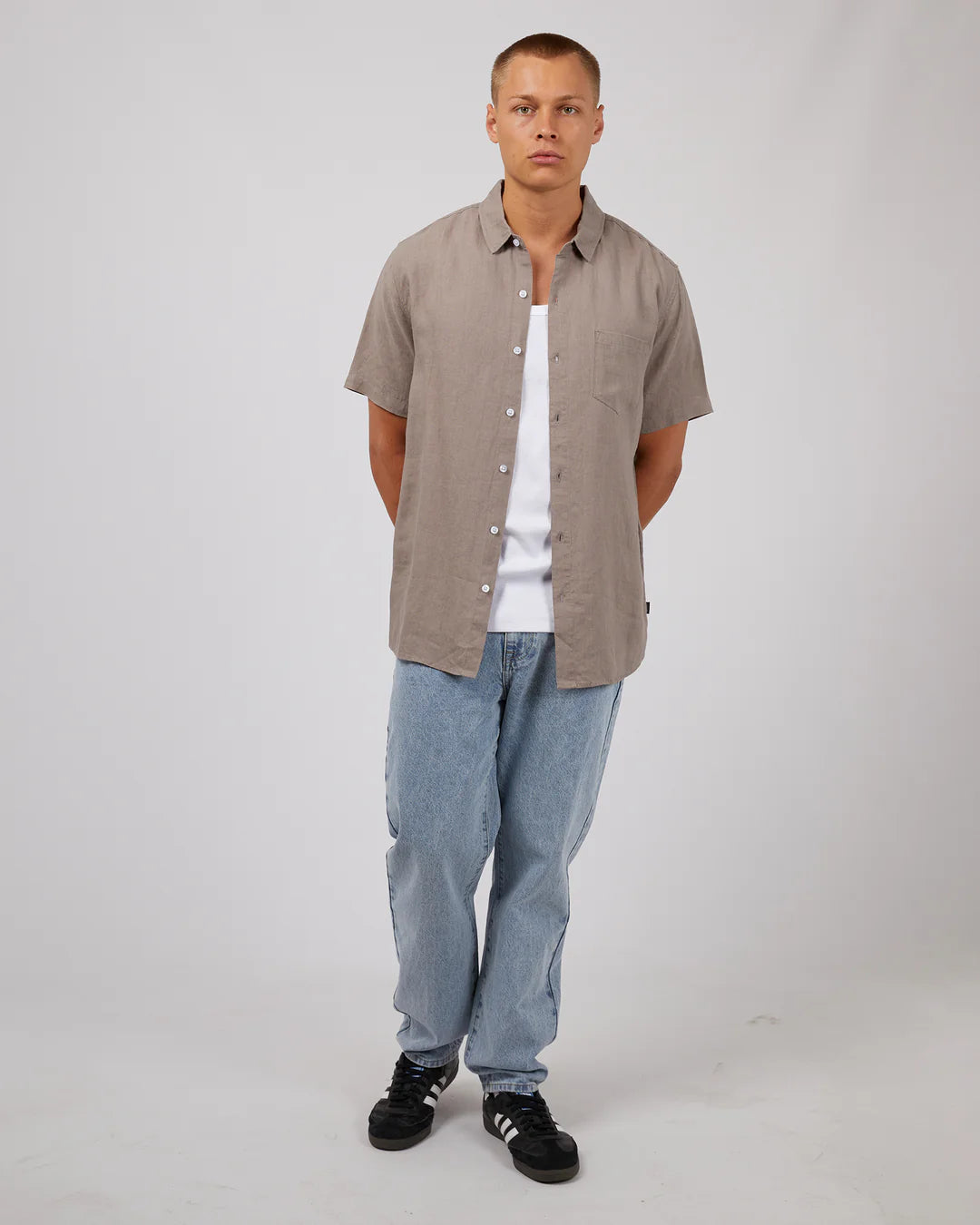 Linen SS Shirt - Mushroom