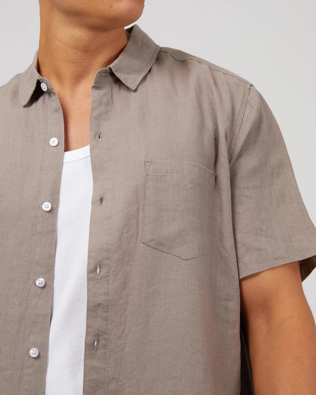 Linen SS Shirt - Mushroom