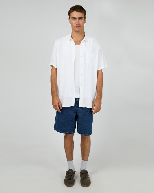 Textured Linen SS Shirt - White