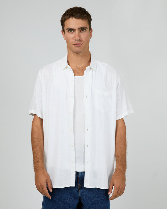 Textured Linen SS Shirt - White