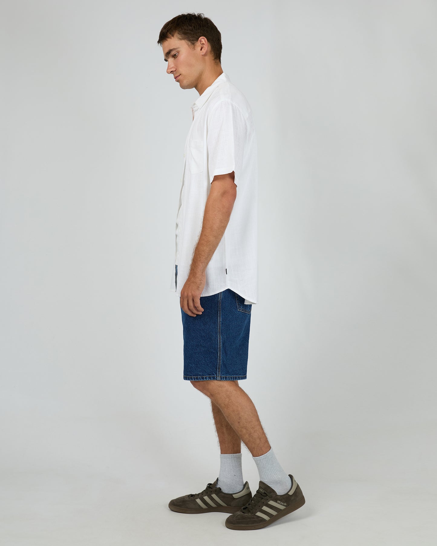 Textured Linen SS Shirt - White