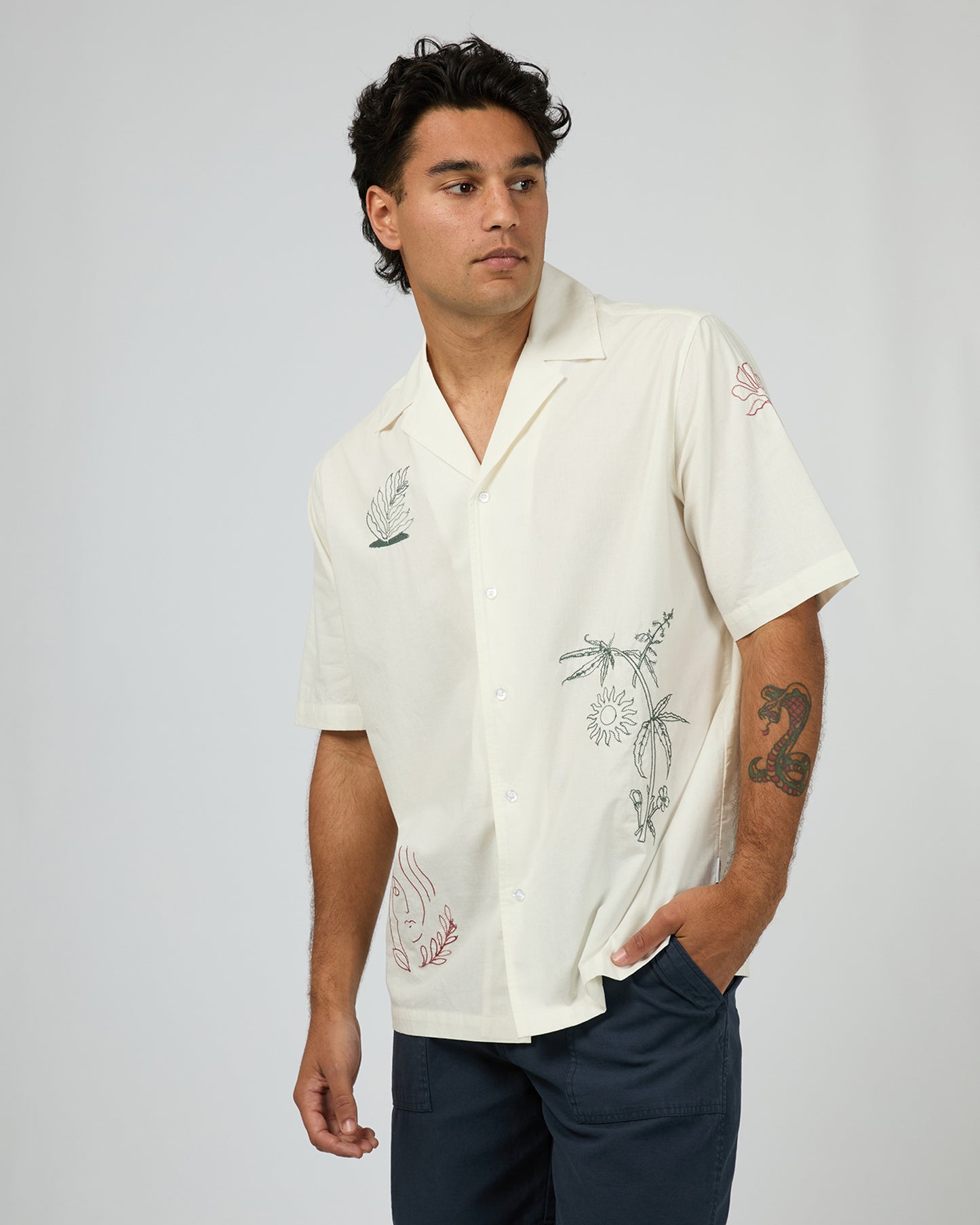 Athens Embroidered Shirt - Vintage White