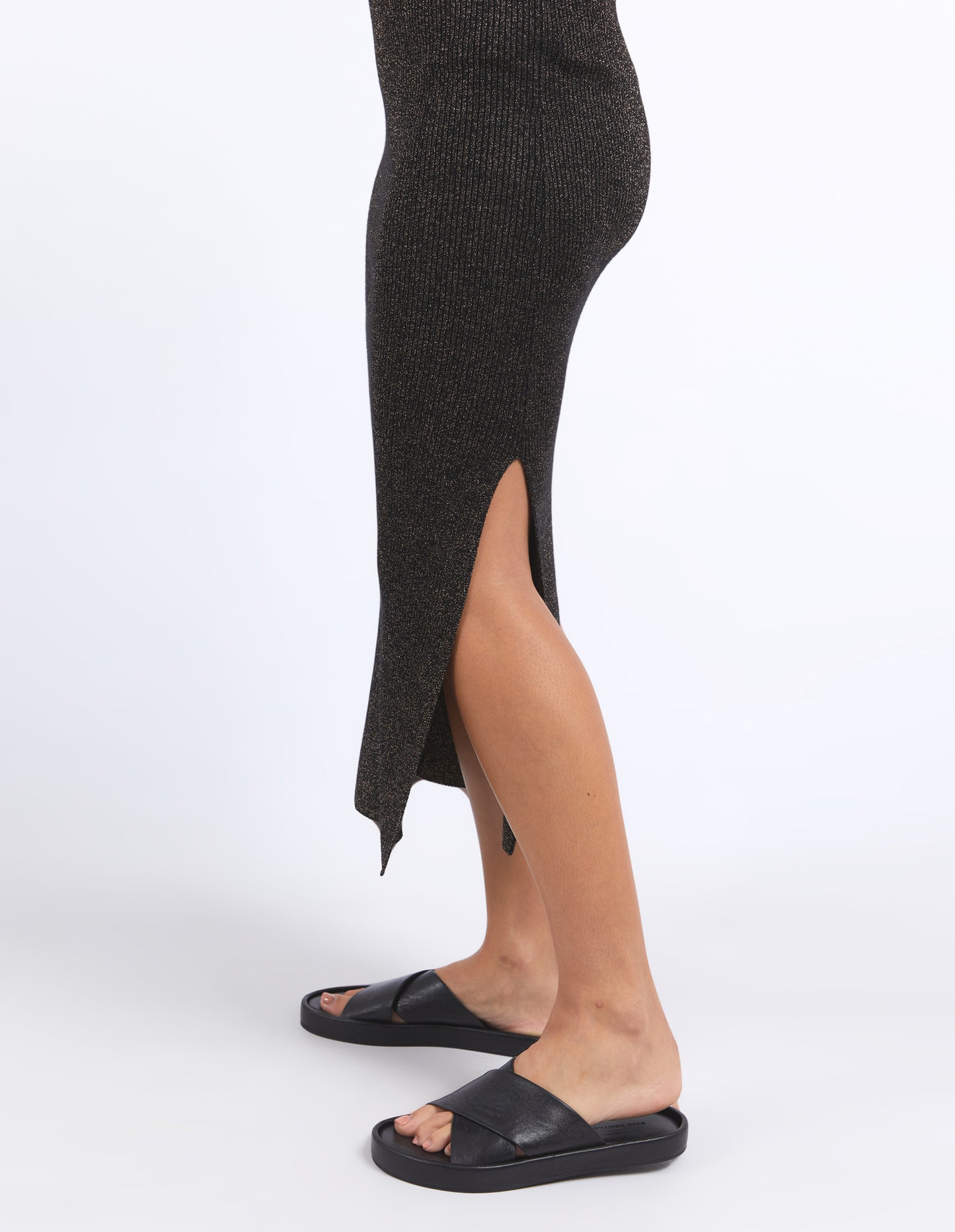 Tessa Metallic Knit Skirt - Black & Gold