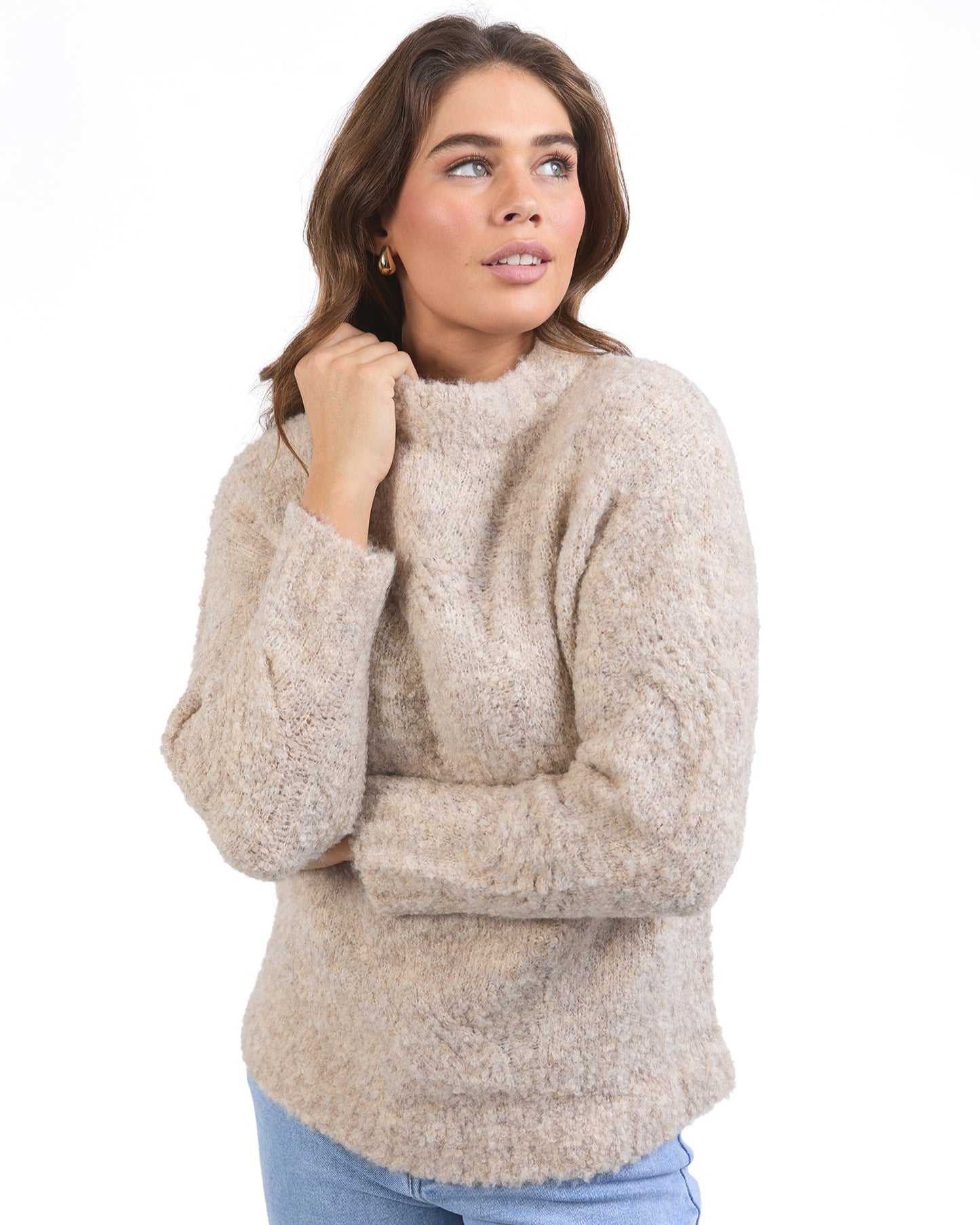 Monnet Knit Crew - Mushroom