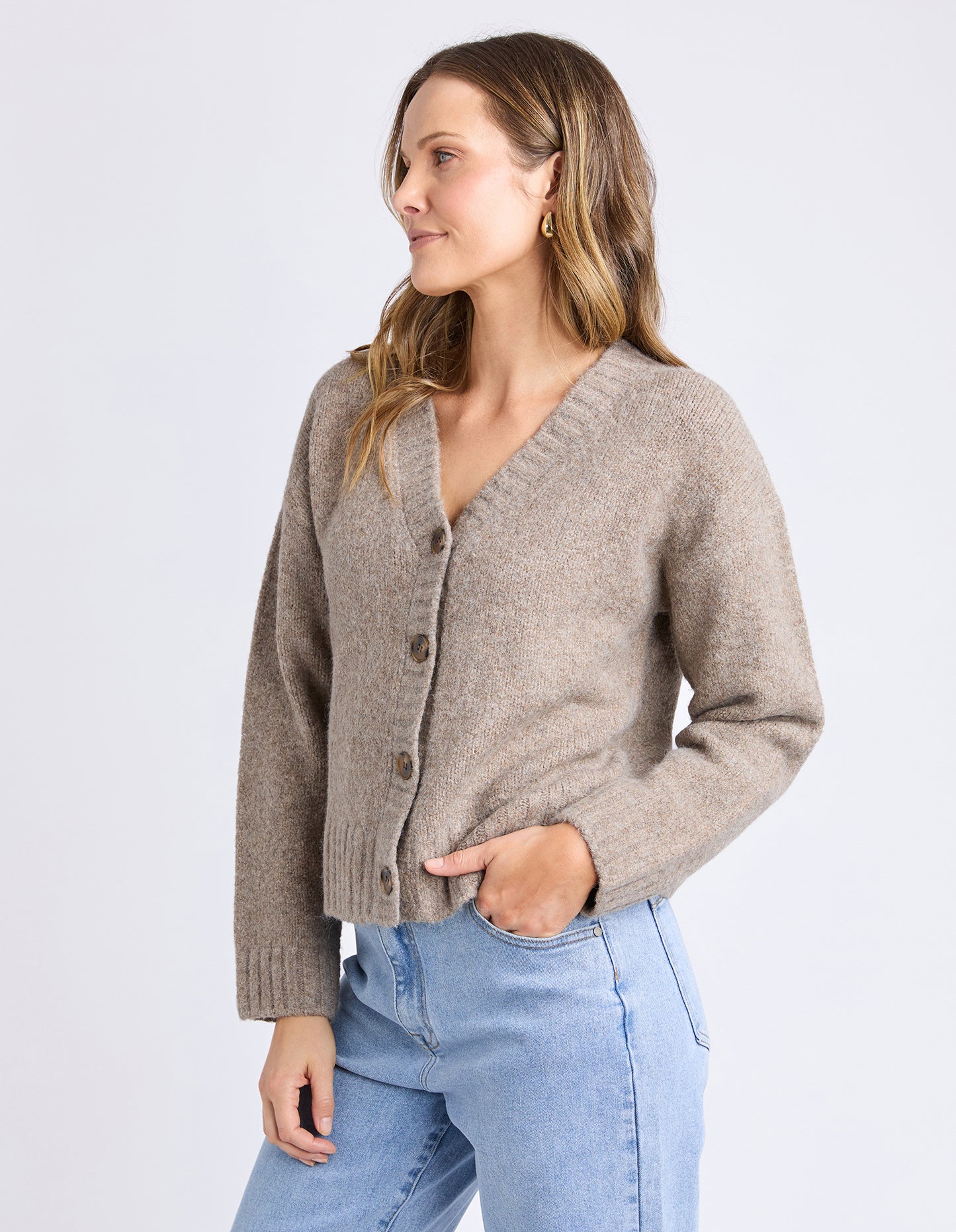 Jensen Button Cardi - Mushroom