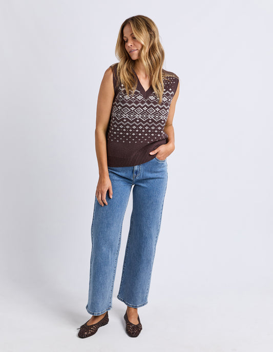 Nordic Vest - Chocolate And White