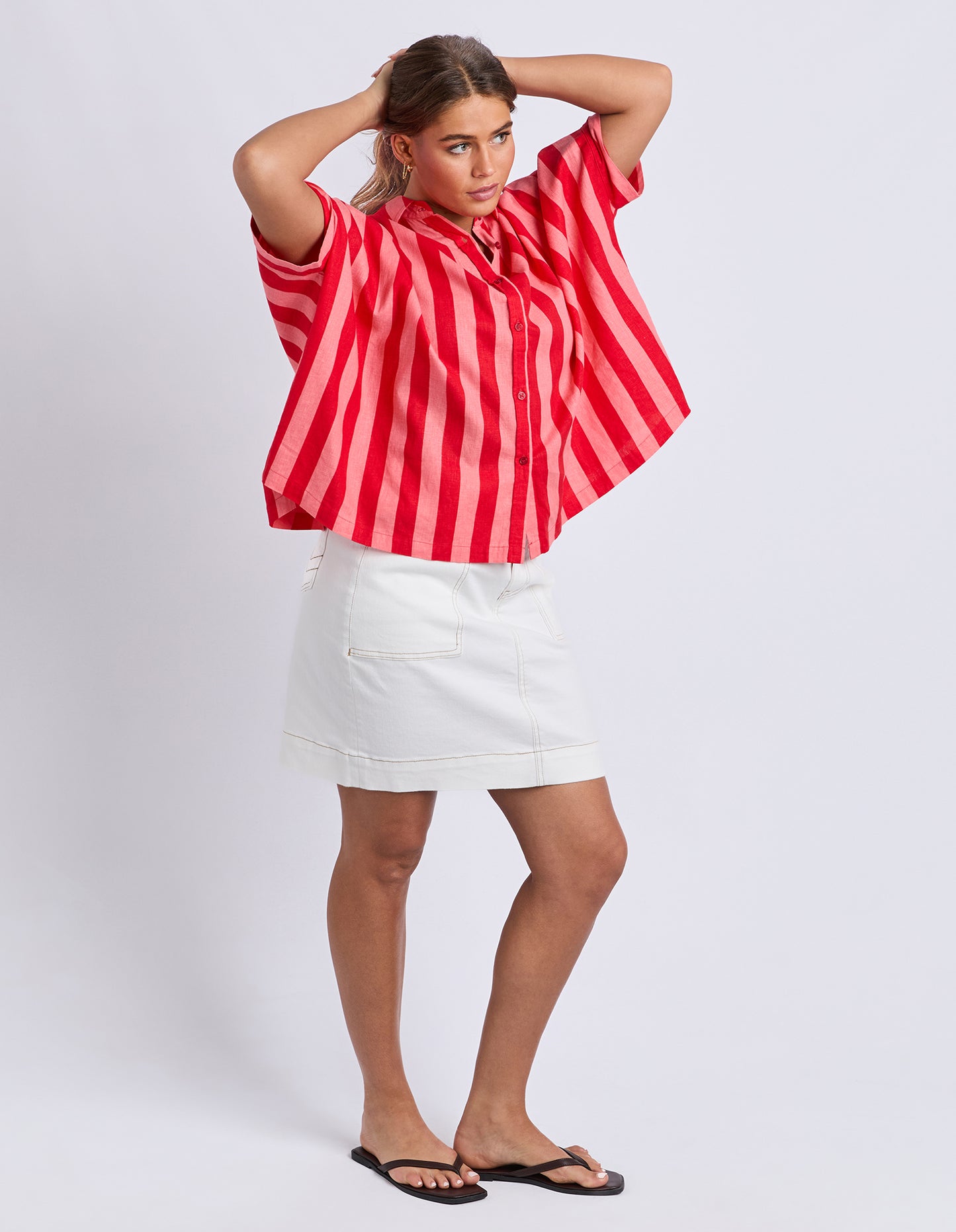 Palermo Stripe Shirt - Poppy