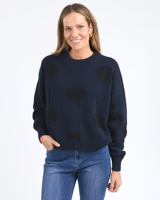 Aggie Spot Knit - Navy