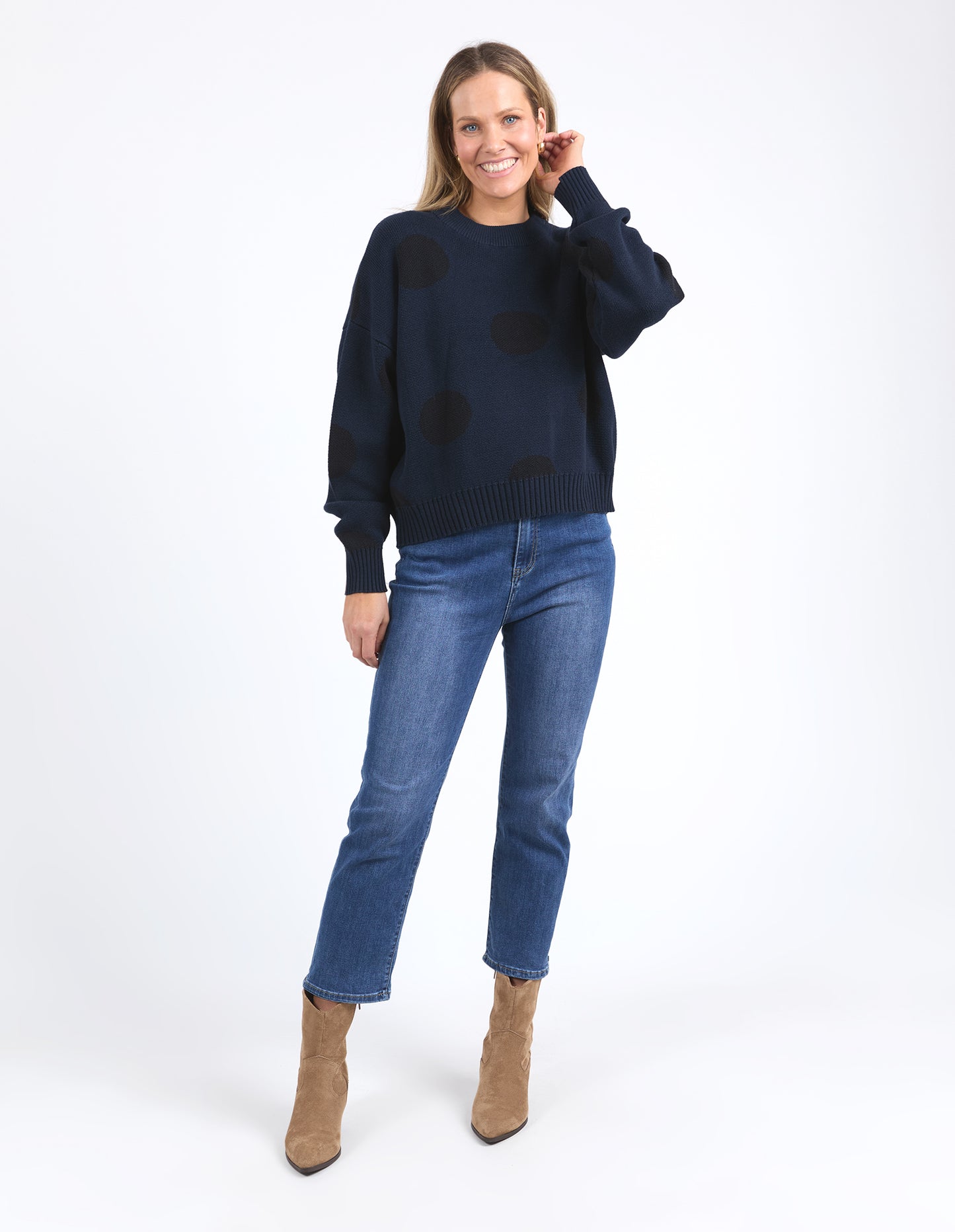 Aggie Spot Knit - Navy