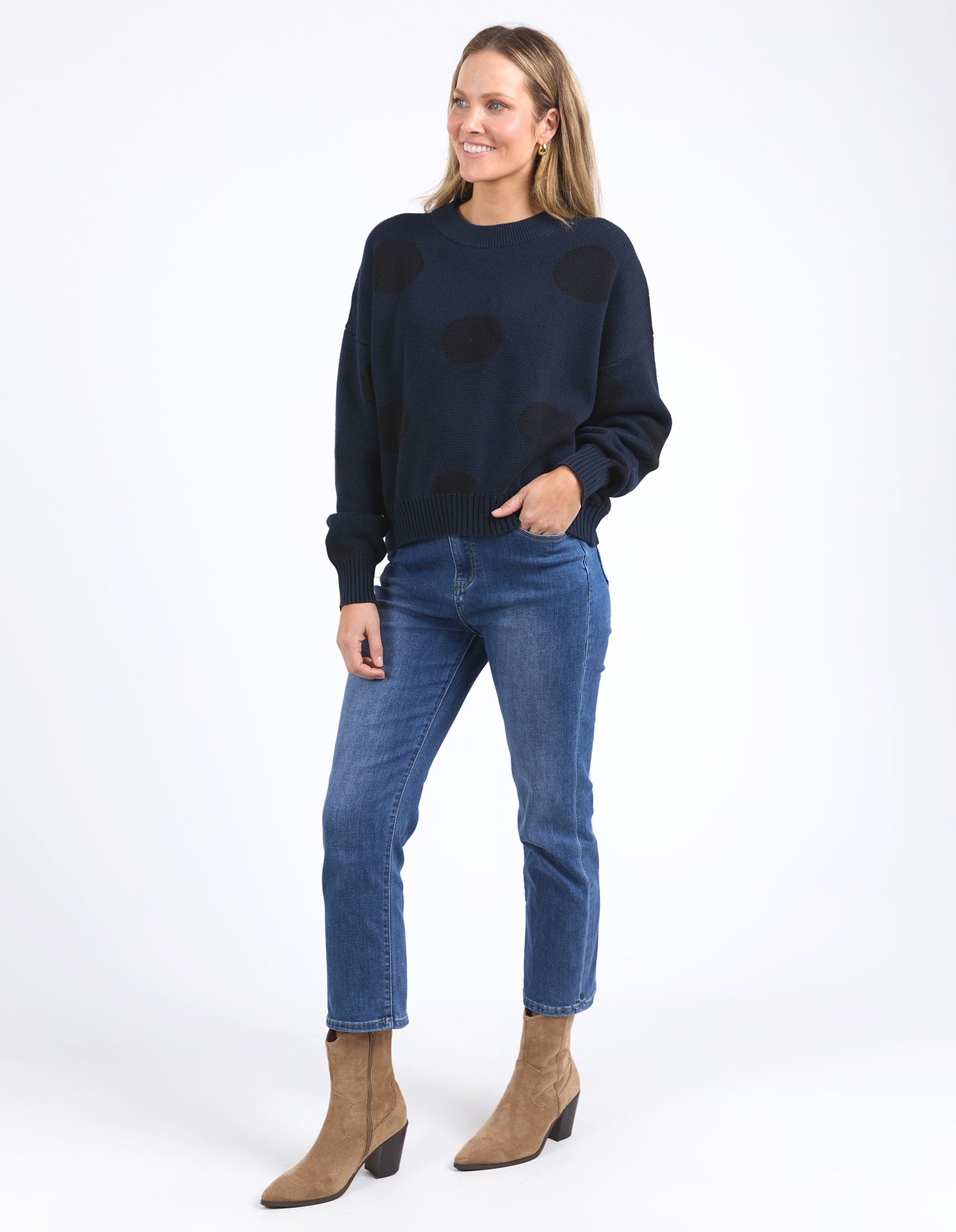 Aggie Spot Knit - Navy