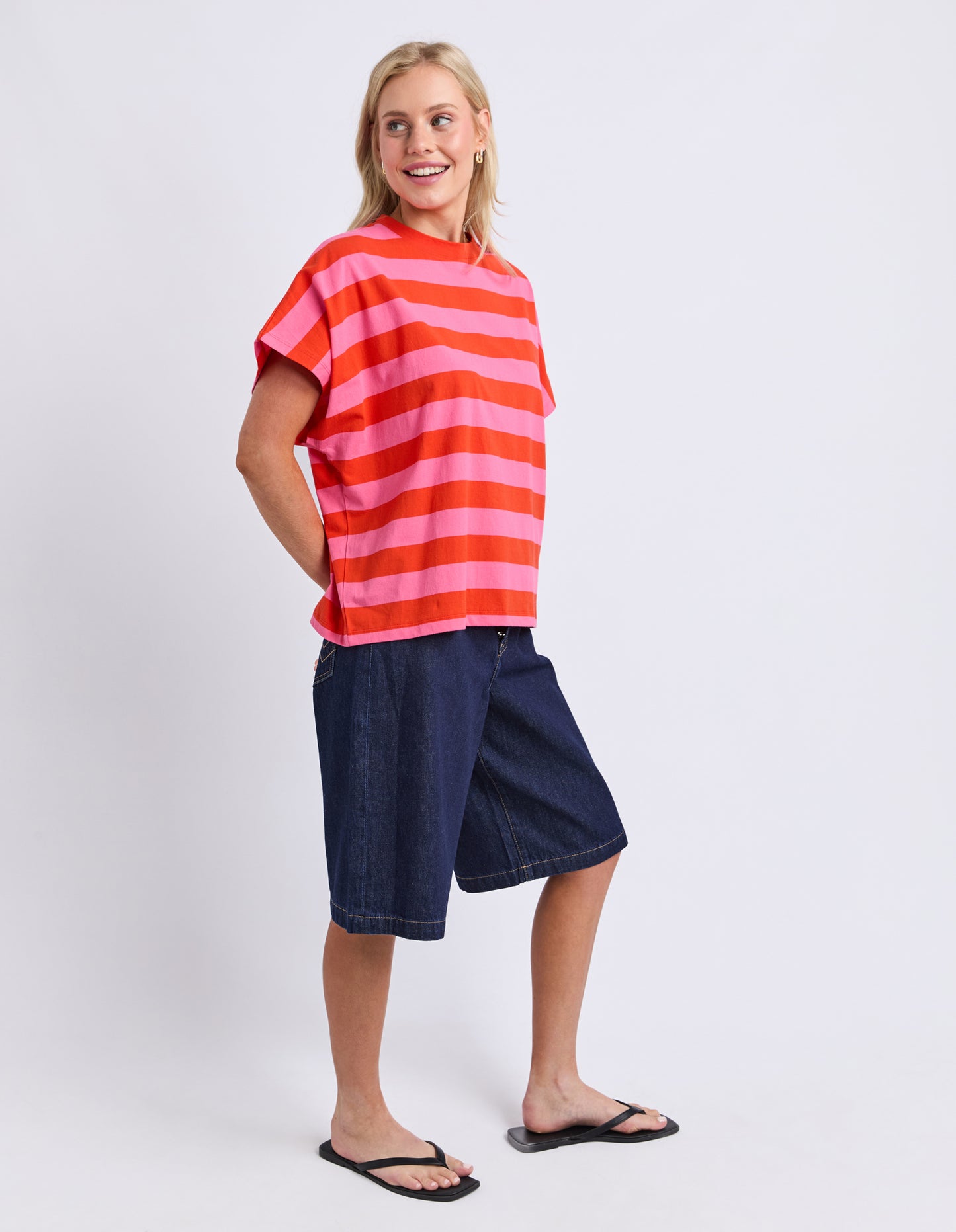 Poet Tee - Tangello/Pink Stripe
