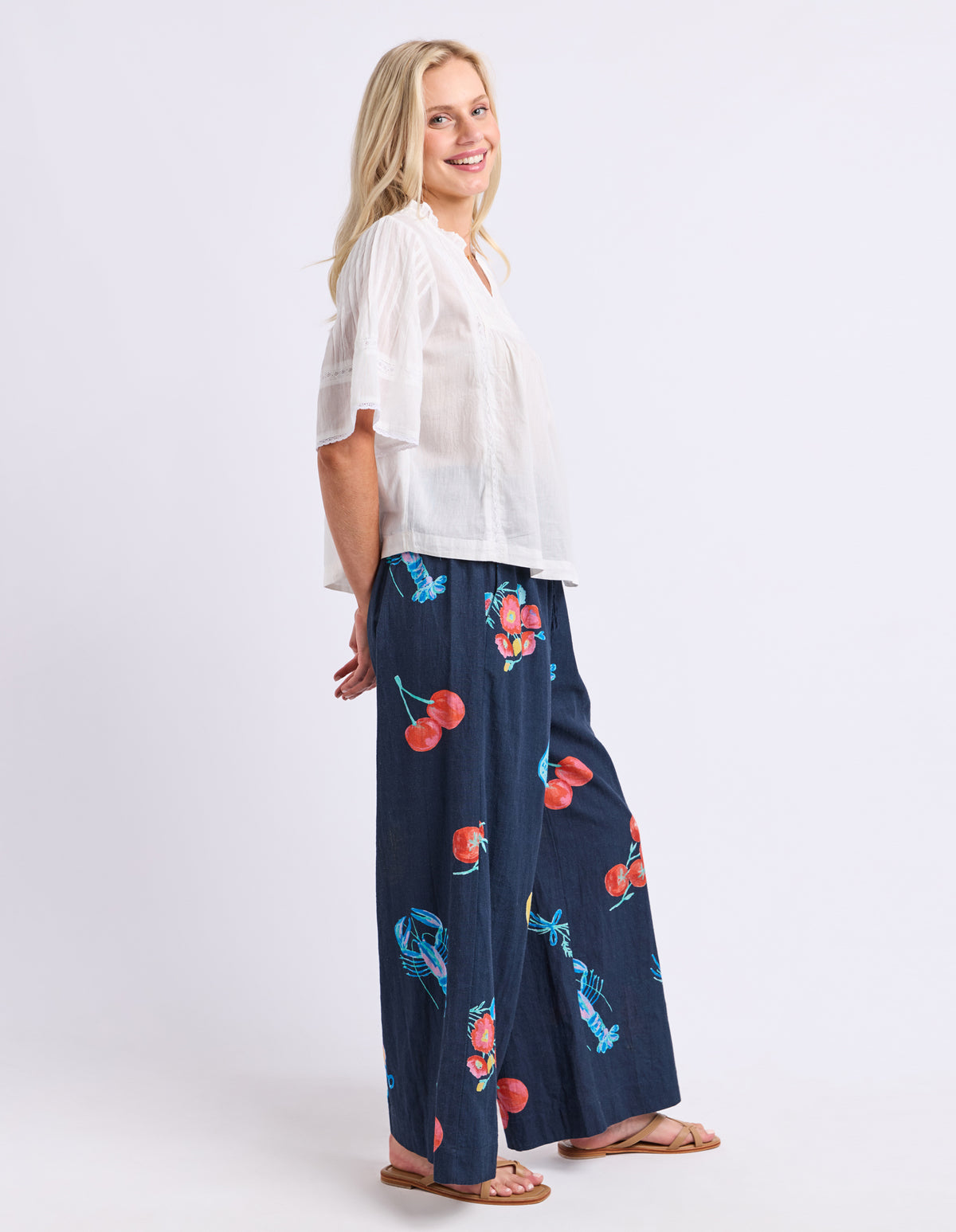 Market Pants - Navy Market Print