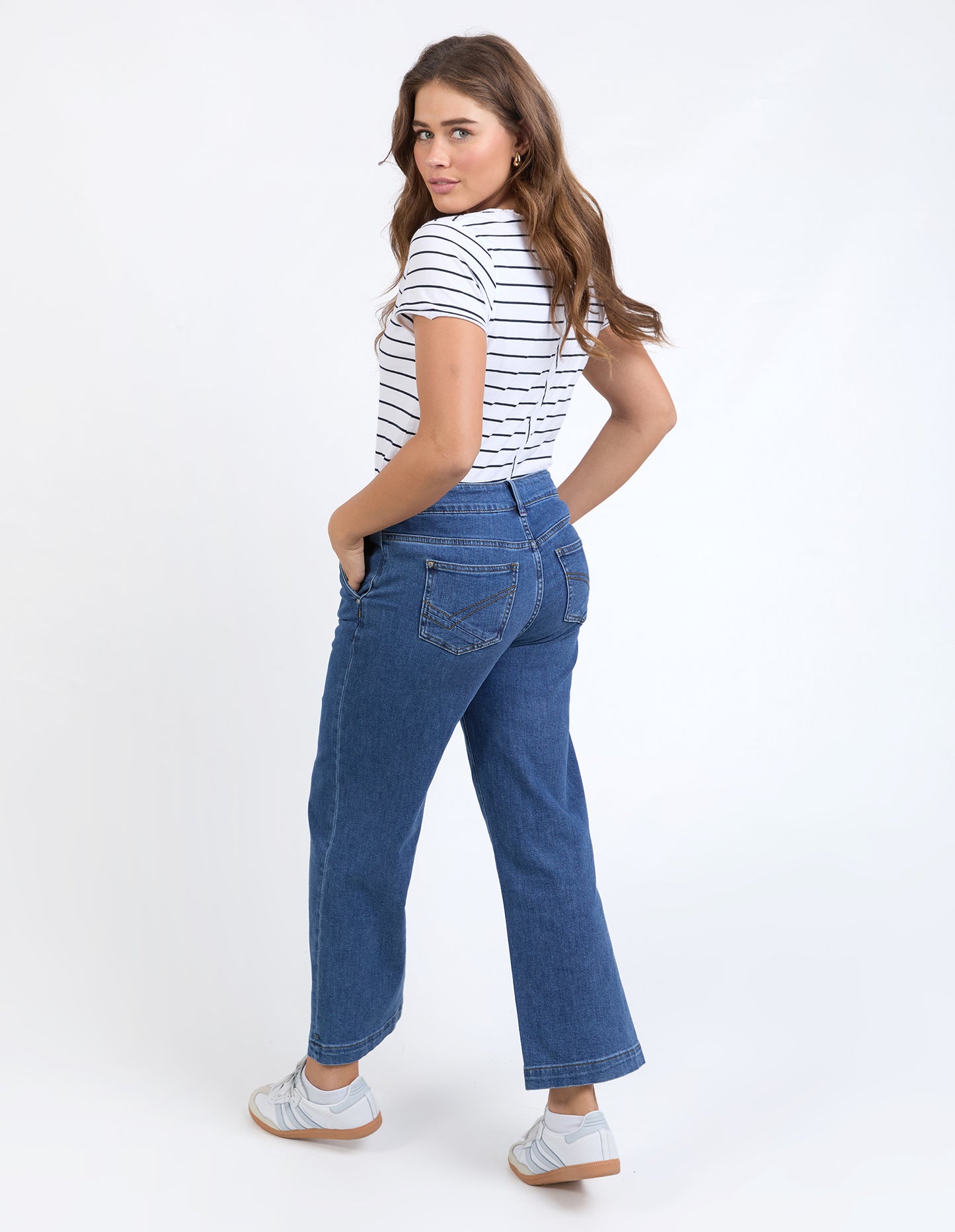 Izzy Wide Leg Jeans - Dark Blue Wash