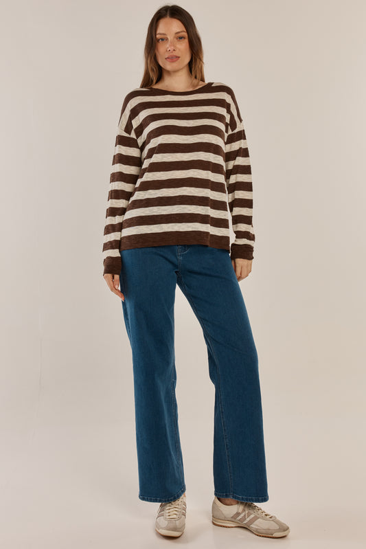 Natasha Knit Top - Brown Stripe
