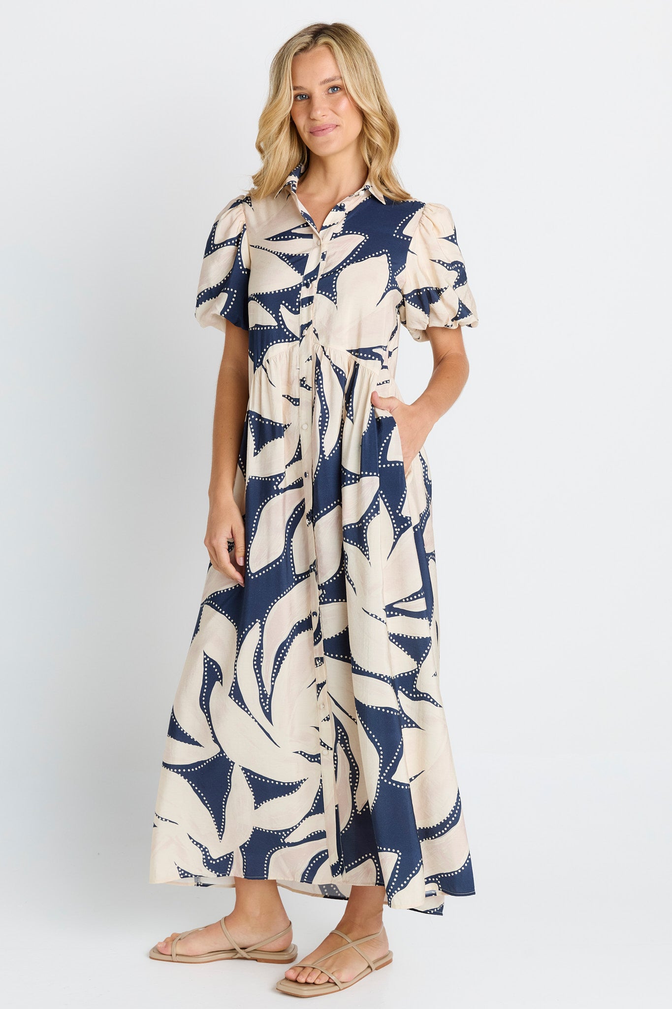Nova Shirt Dress - Navy Floral