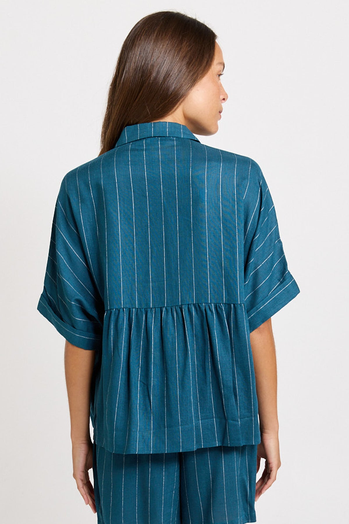 Ophelia Shirt - Teal/White Stripe
