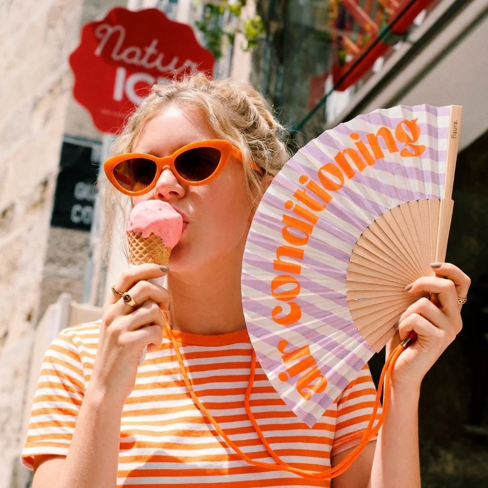 Air Conditioning - Striped Hand Fan