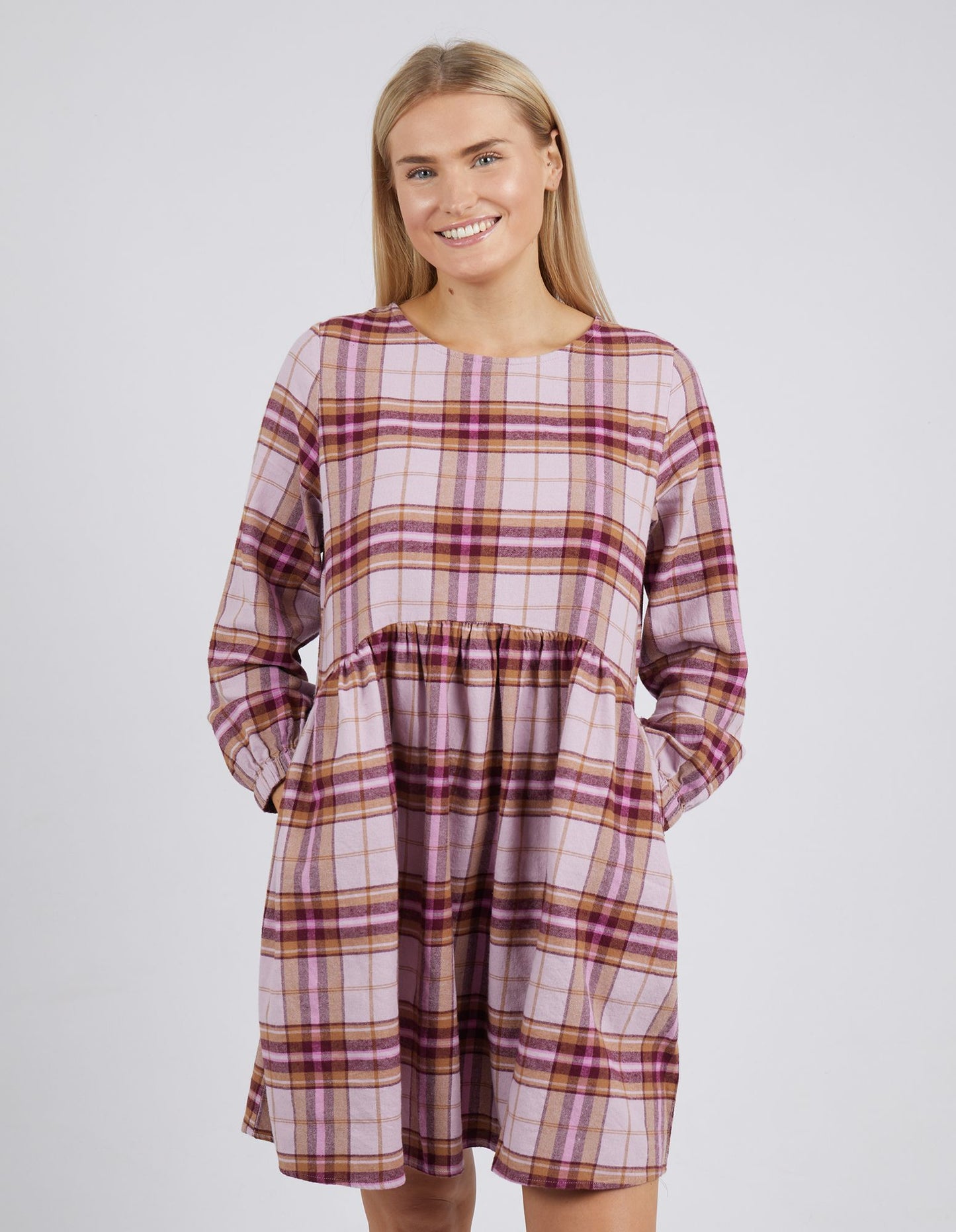 Harriet Check Dress - Pink