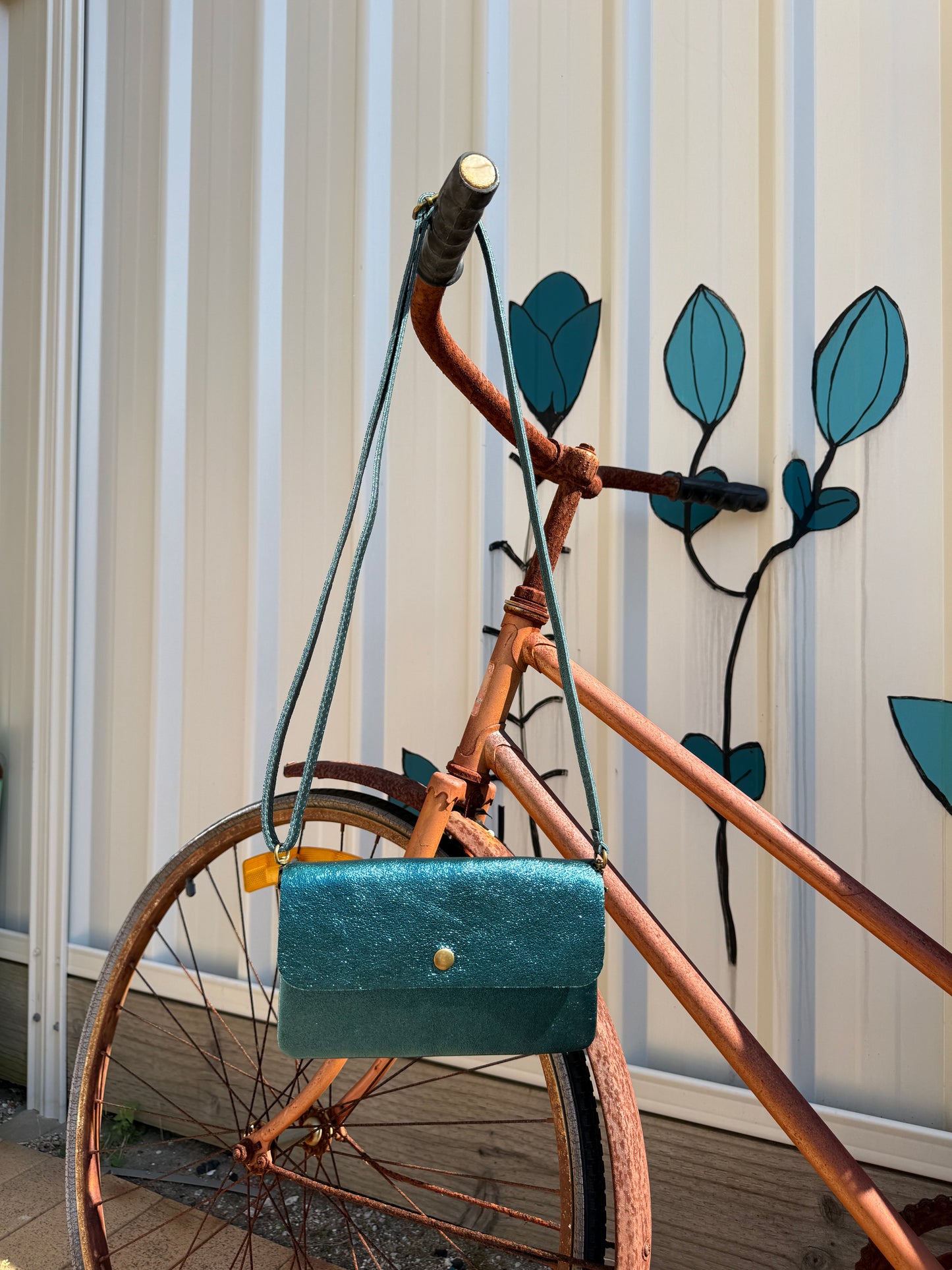 Cross Body Bag - Metallic Emerald