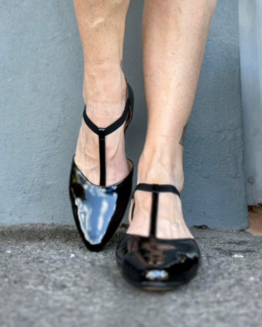 Saddie Sandal - Black Patent Leather