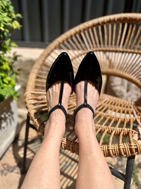 Saddie Sandal - Black Patent Leather