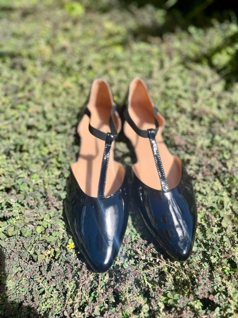 Saddie Sandal - Black Patent Leather