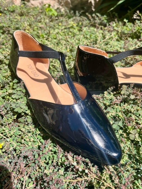 Saddie Sandal - Black Patent Leather