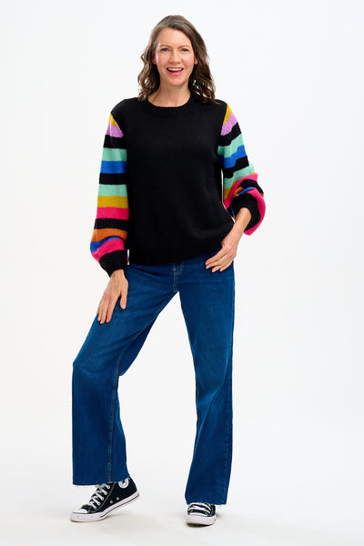 Essie Jumper - Rainbow Sleeves Black