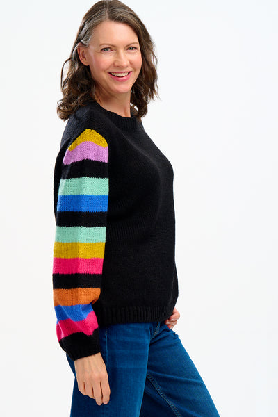 Essie Jumper - Rainbow Sleeves Black