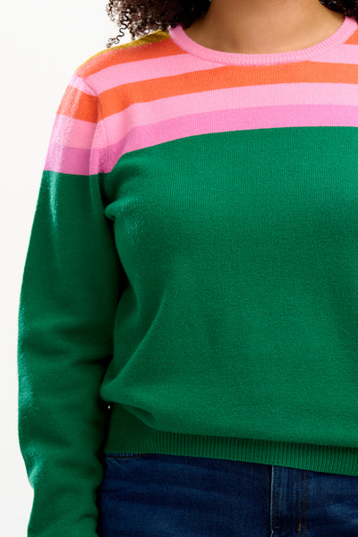 Stacey Jumper - Rainbow Stripes Green