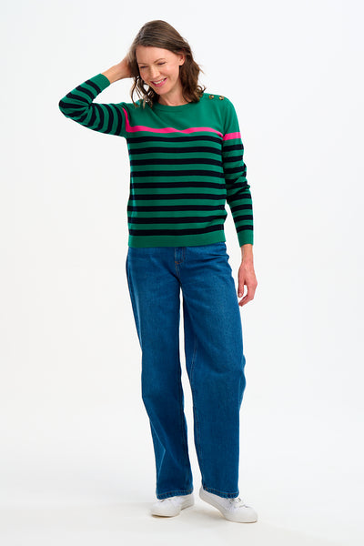 Binkie Raglan Jumper - Sailor Stripe Green