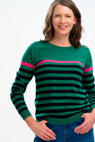 Binkie Raglan Jumper - Sailor Stripe Green