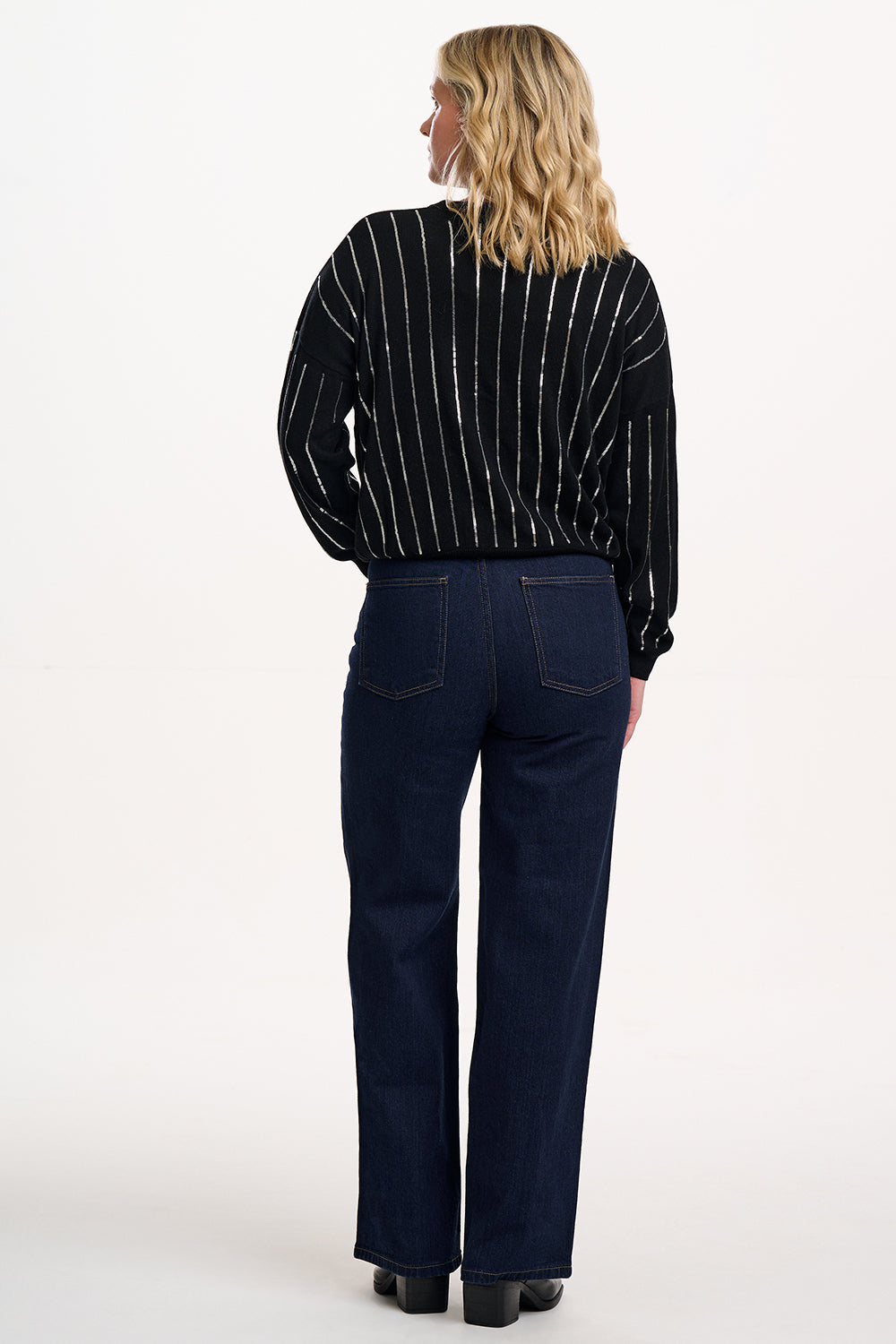 Anjali Sequin Jumper - Silver Stripes