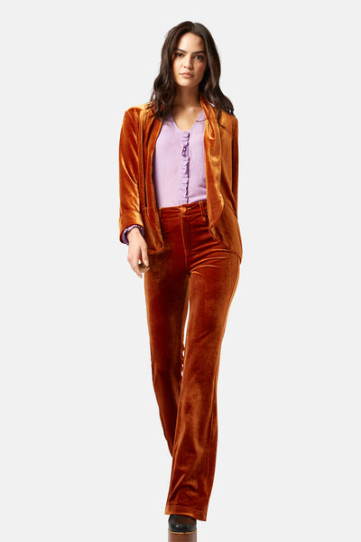 Never Say Goodbye Flare Pants - Brown Velour